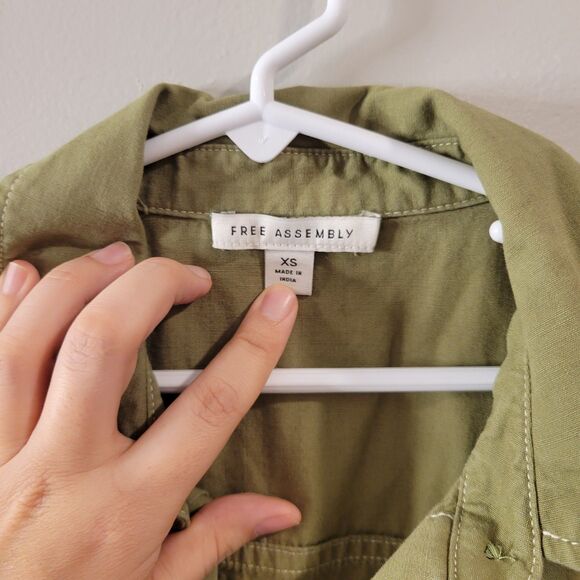 Free Assembly Button Midi Trench Dress Womens Utility Green No Belt Size Xs - Picture 2 of 10